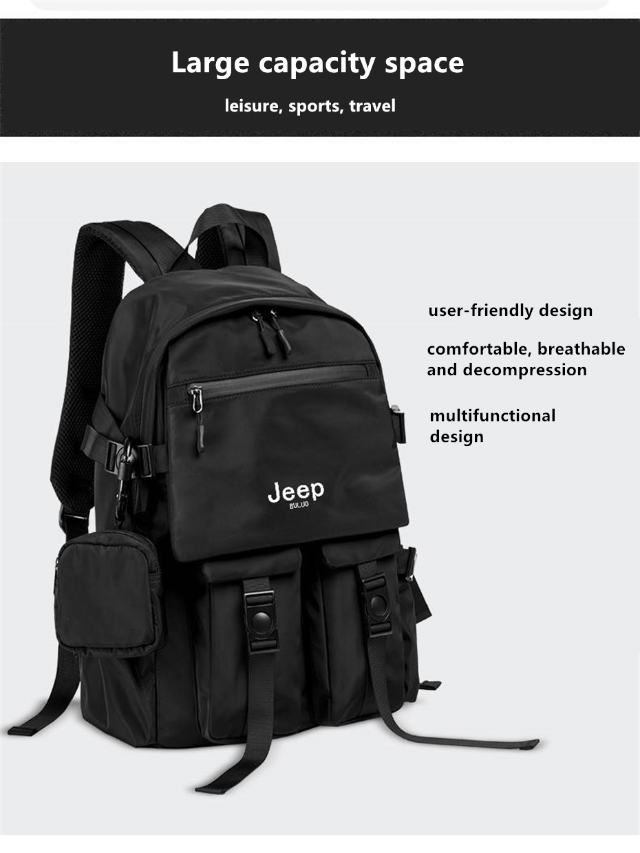 JEEP BULUO Brand Men Shoulder Backpack Casual Hiking Backpacks Outdoor Sport School Bag High Quality Travel Laptop Anti-theft