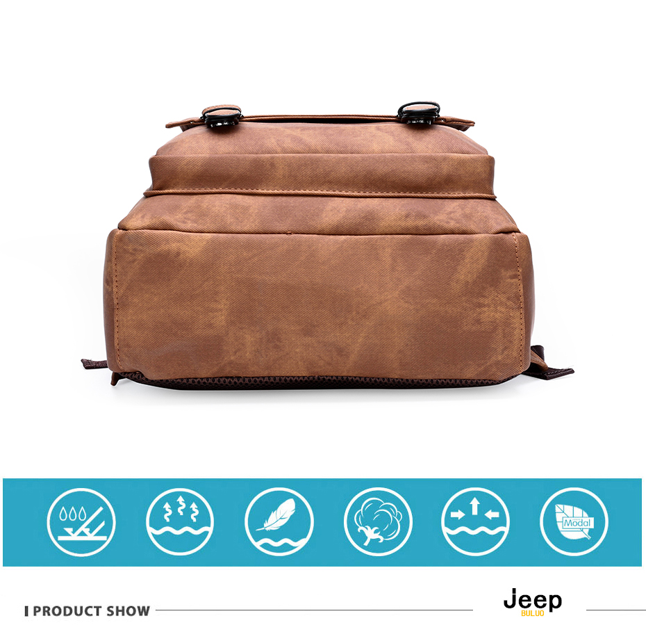 JEEP BULUO Men 15.6" Laptop School Bag Split LeatherTravel Multi Male Mochila Military Camouflage Style Waterproof Backpacks