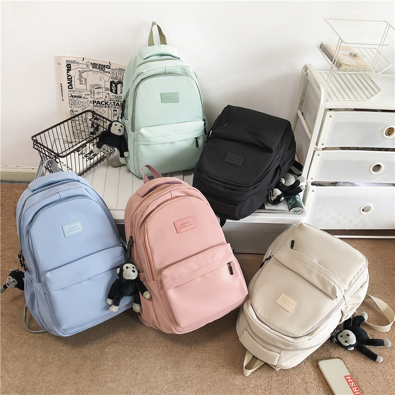 Women's Backpack Solid Color Female Multi-pocket Casual Man Travel Bag High Quality Schoolbag for Teenage Girl Book Knapsack