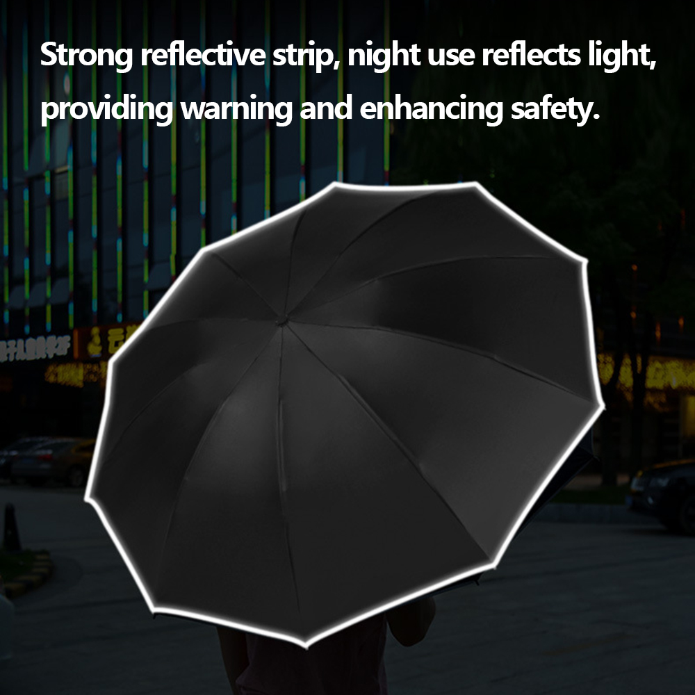 Fully Automatic Reverse Folding Umbrella With LED Flashlight 10Ribs Windproof Reflective Stripe UV Umbrellas For Sun Or Rain Day