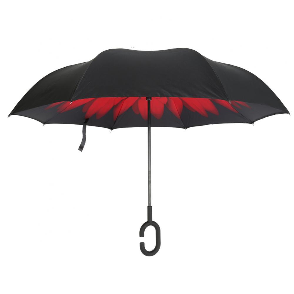 Dropshipping Windproof Reverse Folding Double Layer Inverted Umbrella Self Stand Umbrella Rain Women High Quality Tool 2018 New