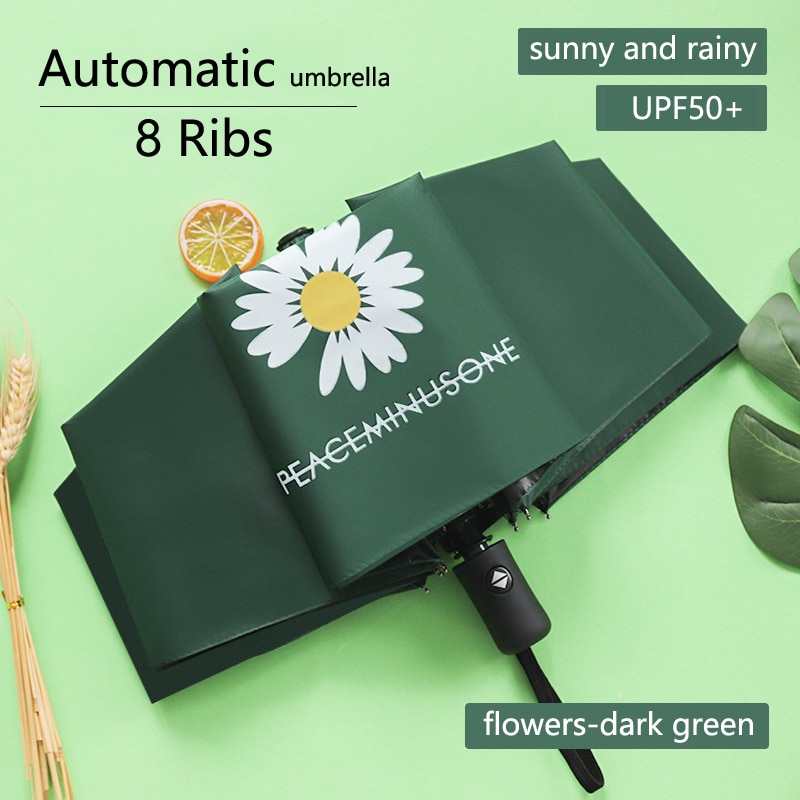 Fully Automatic UV Umbrella Sunscreen Anti-UV Sun Umbrella Rain Umbrella Folding Three-fold 8 Ribs 10 Ribs Umbrella Sunshade