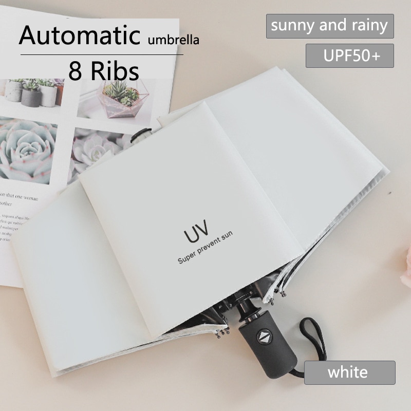 Fully Automatic UV Umbrella Sunscreen Anti-UV Sun Umbrella Rain Umbrella Folding Three-fold 8 Ribs 10 Ribs Umbrella Sunshade