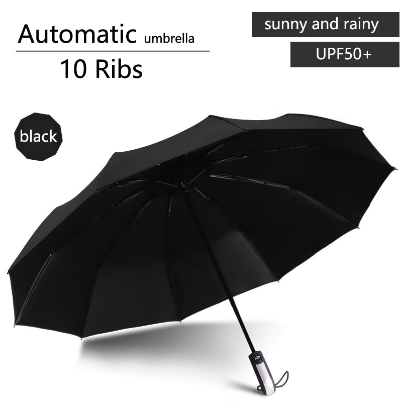 Fully Automatic UV Umbrella Sunscreen Anti-UV Sun Umbrella Rain Umbrella Folding Three-fold 8 Ribs 10 Ribs Umbrella Sunshade