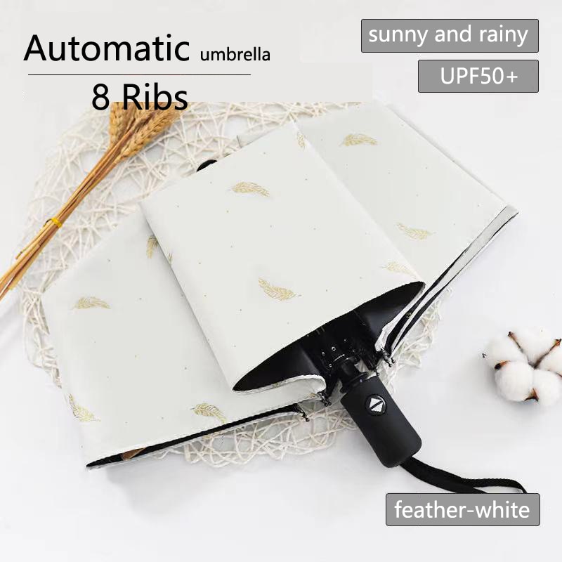 Fully Automatic UV Umbrella Sunscreen Anti-UV Sun Umbrella Rain Umbrella Folding Three-fold 8 Ribs 10 Ribs Umbrella Sunshade