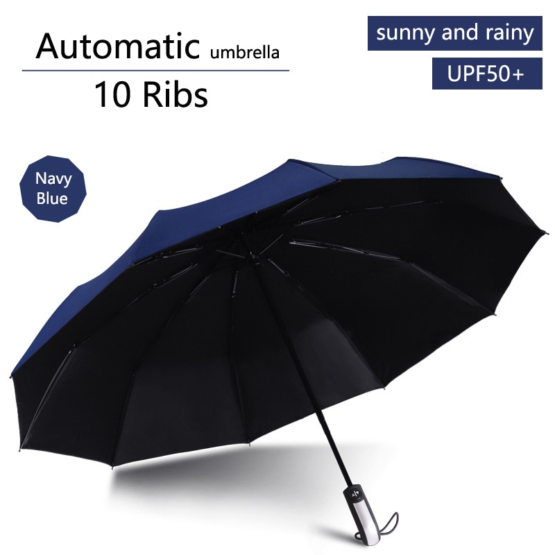 Fully Automatic UV Umbrella Sunscreen Anti-UV Sun Umbrella Rain Umbrella Folding Three-fold 8 Ribs 10 Ribs Umbrella Sunshade