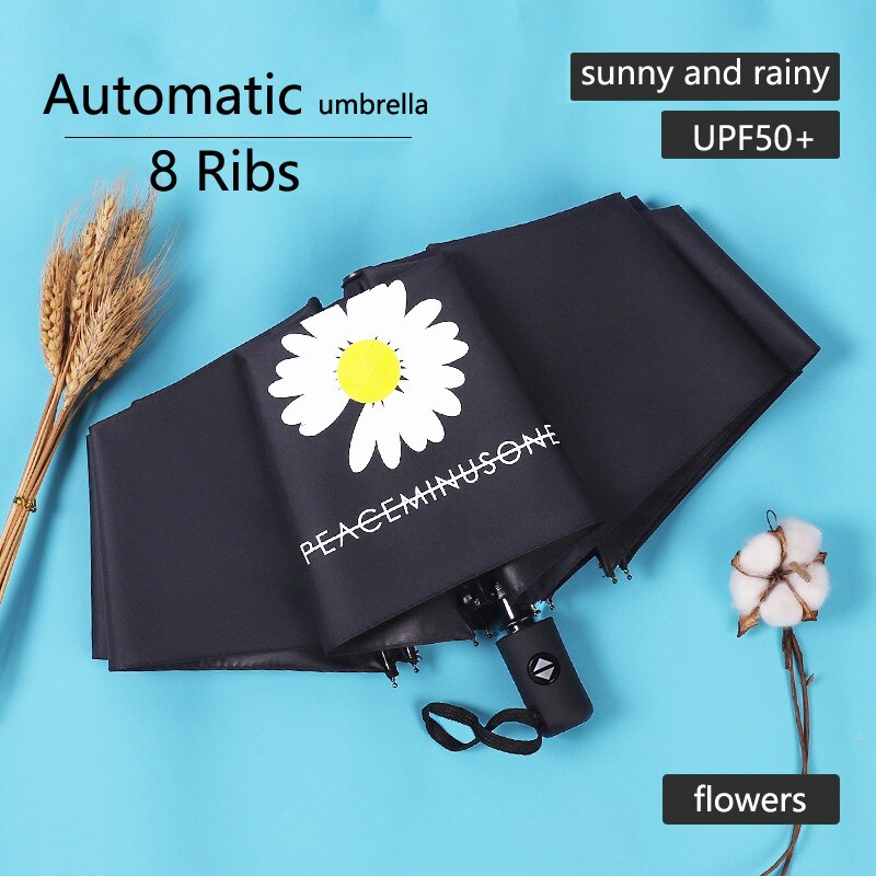 Fully Automatic UV Umbrella Sunscreen Anti-UV Sun Umbrella Rain Umbrella Folding Three-fold 8 Ribs 10 Ribs Umbrella Sunshade