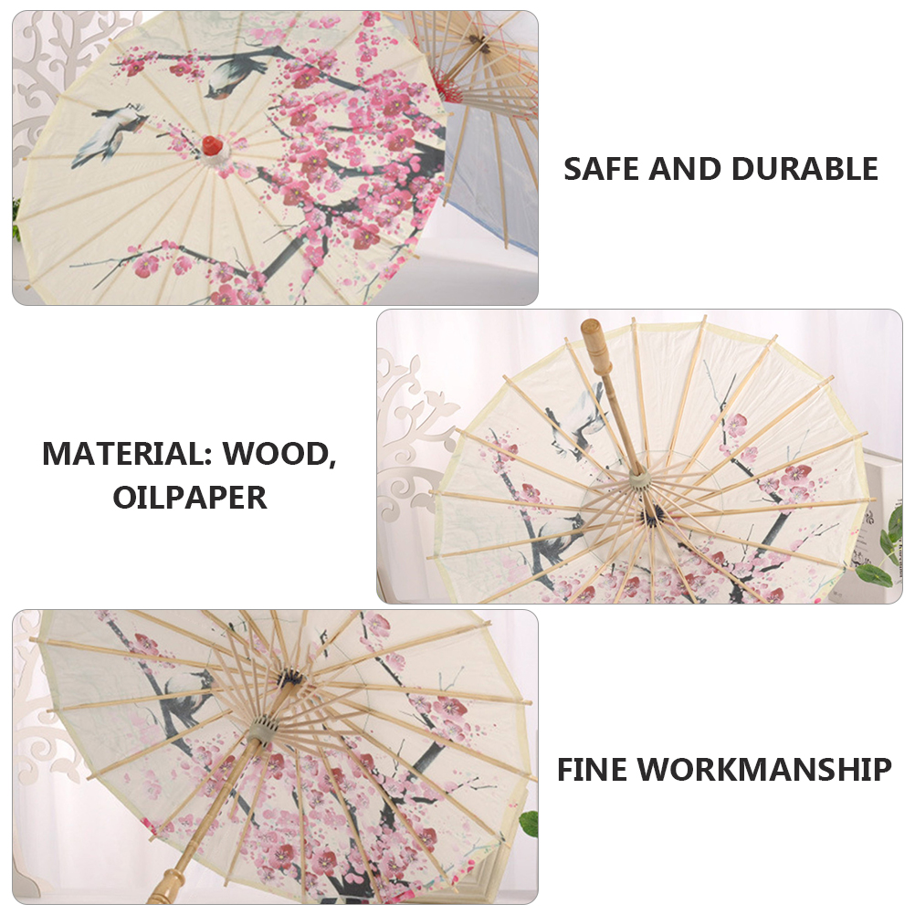 Dance Paper Umbrella White Decorations Prop Bamboo Japanese Chinese Sun Parasol