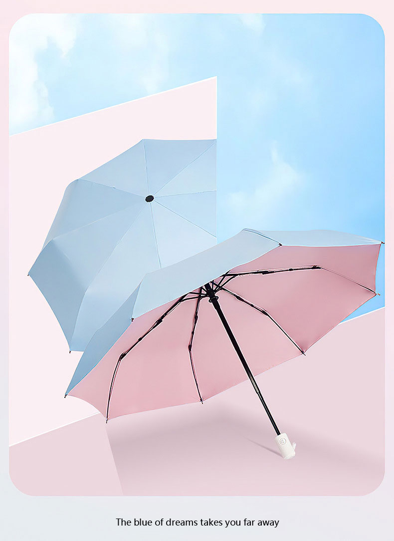 Three-fold Folding Umbrellas Sunny and Rainy Umbrellas Portable Small Fresh Women's Sunscreen UV Protection Umbrella