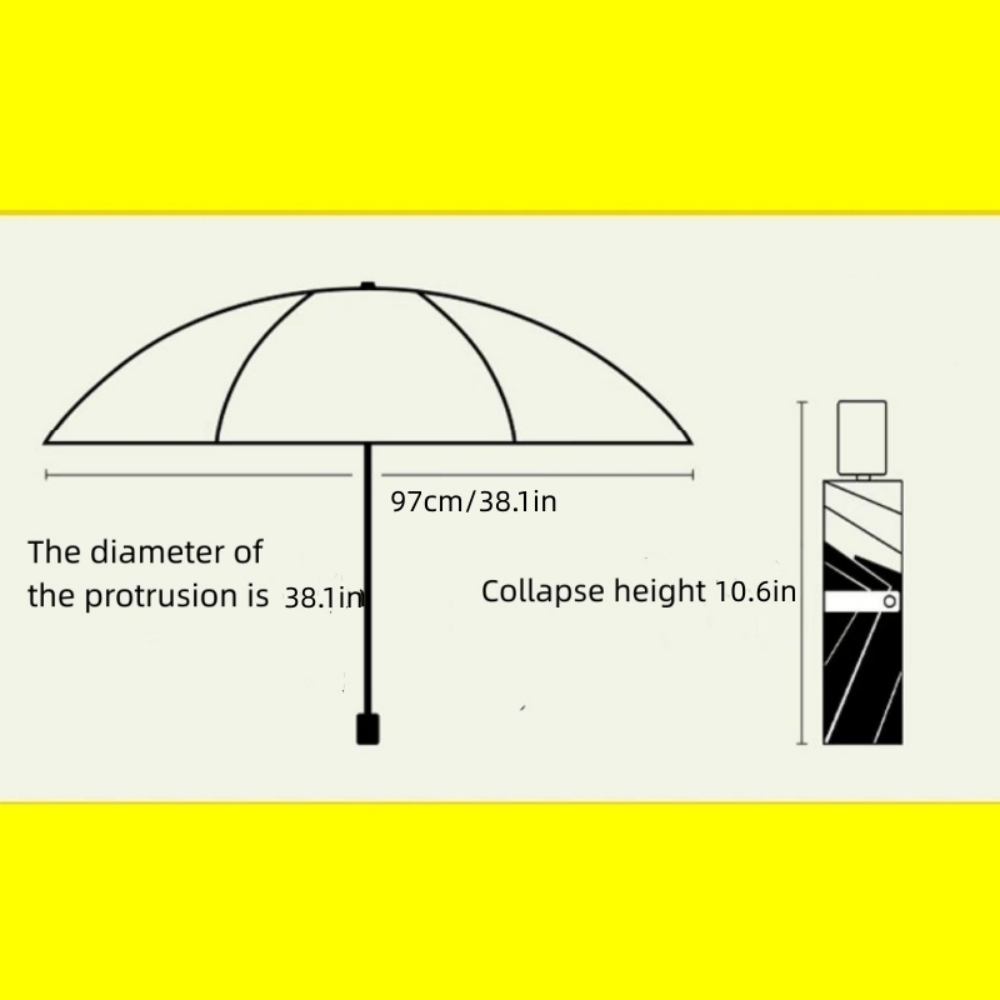 Black rubber 8 fracture folding sunscreen umbrella