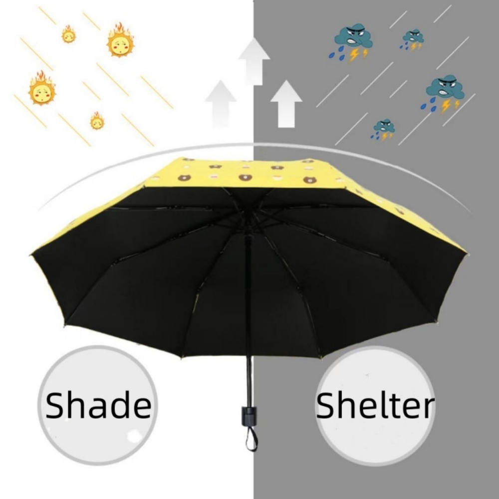 Black rubber 8 fracture folding sunscreen umbrella