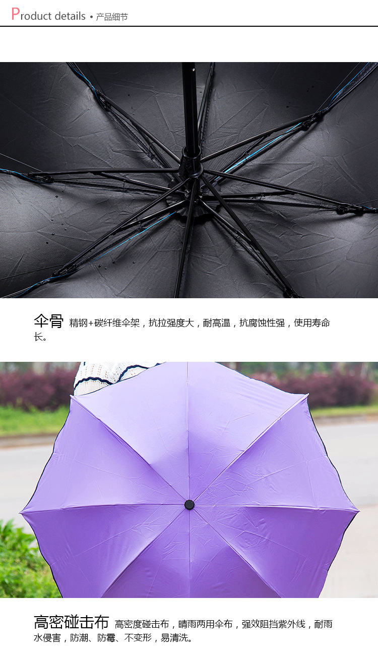 Creative flowering water umbrella UV sunscreen umbrellas Windproof Three Folding Compact Rain Travel Umbrellas fashion