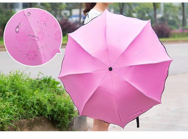 Creative flowering water umbrella UV sunscreen umbrellas Windproof Three Folding Compact Rain Travel Umbrellas fashion