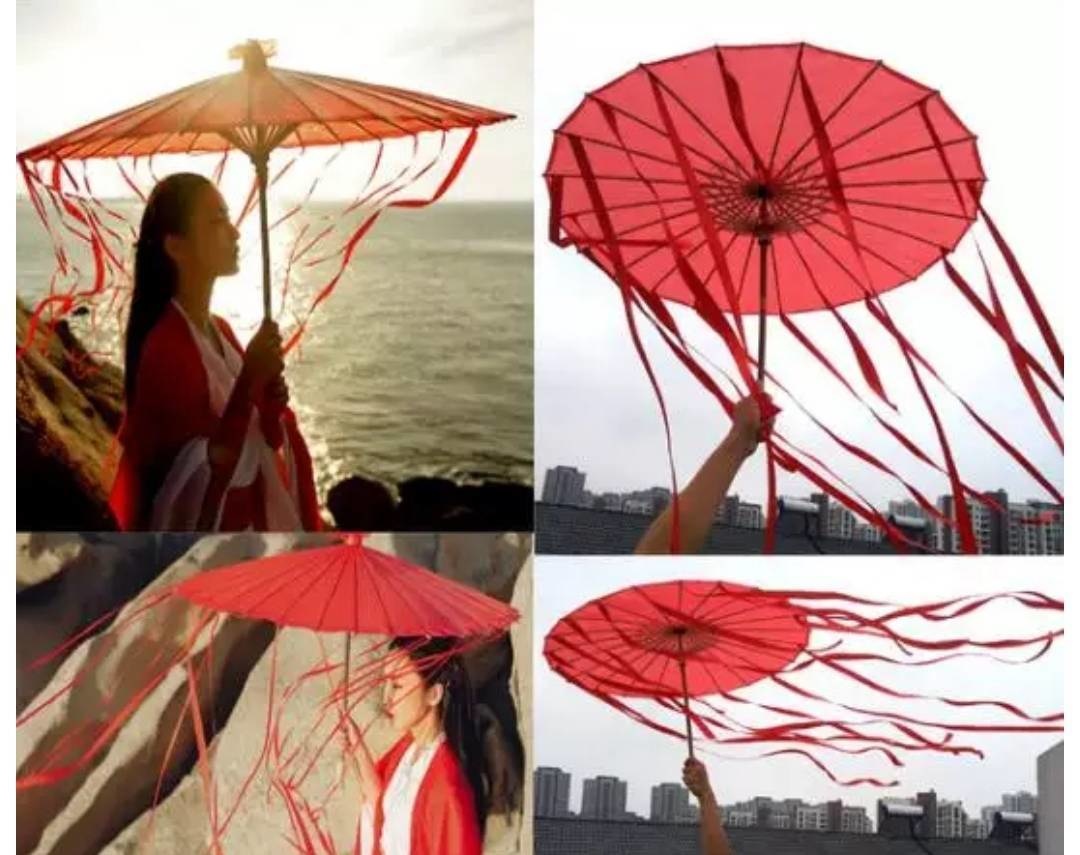 Silk Cloth Lace Umbrella Women Costume Photography Props Tasseled Umbrella Yarned Chinese Classical Oil-paper Umbrella Parasol