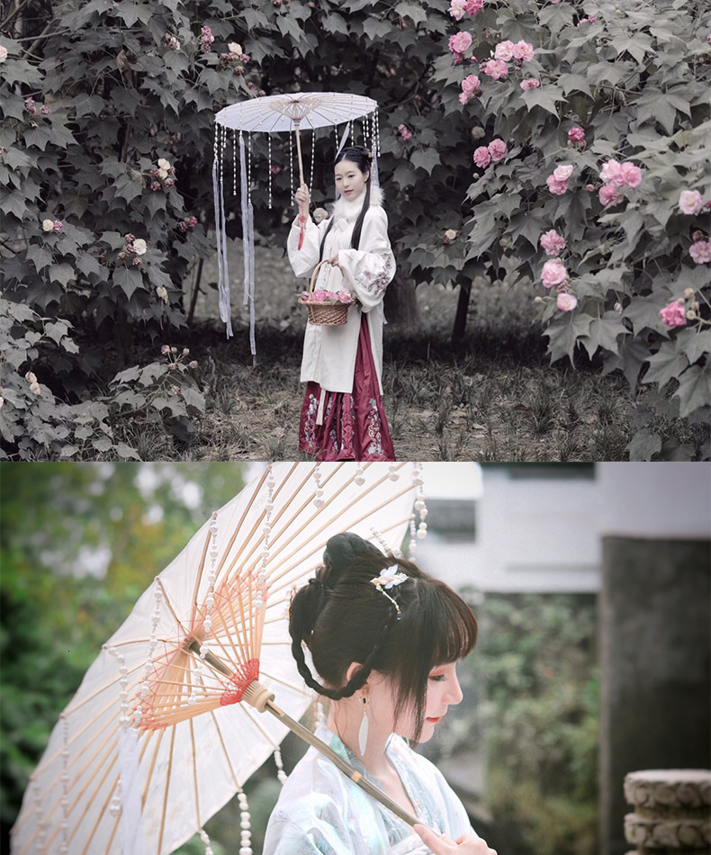 Hanfu Photography Prop Ancient Umbrella Rain Women Antique Tassels Umbrella Photograph Dance Umbrella Cos Game Parasol Japan