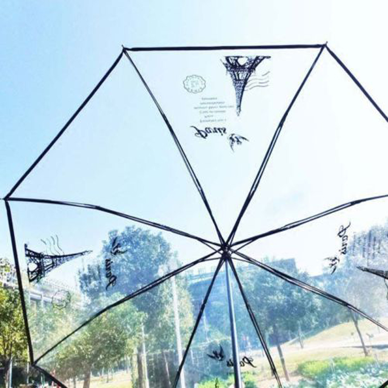 Tower Three Fold Umbrella Transparent Sun Rain Umbrellas Three Color Rain Tools Woman White Black Two Color