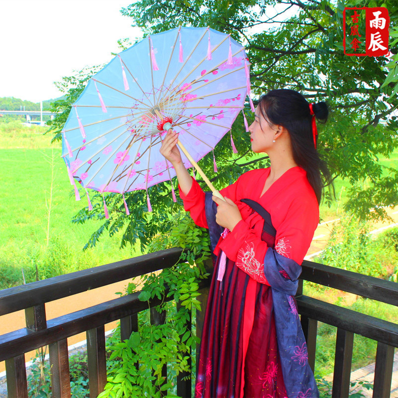 Rain-proof Tassels Dance Umbrella fan Ancient Hanfu Woman Cos Prop Umbrella Photography Oiled Paper Umbrella parasol umbrellas