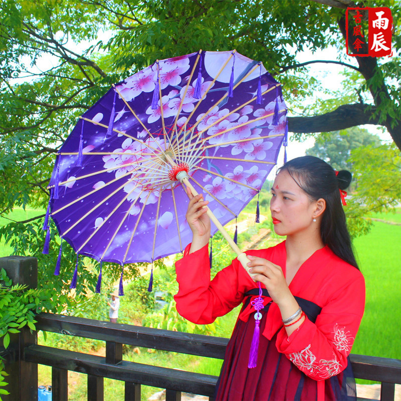 Rain-proof Tassels Dance Umbrella fan Ancient Hanfu Woman Cos Prop Umbrella Photography Oiled Paper Umbrella parasol umbrellas