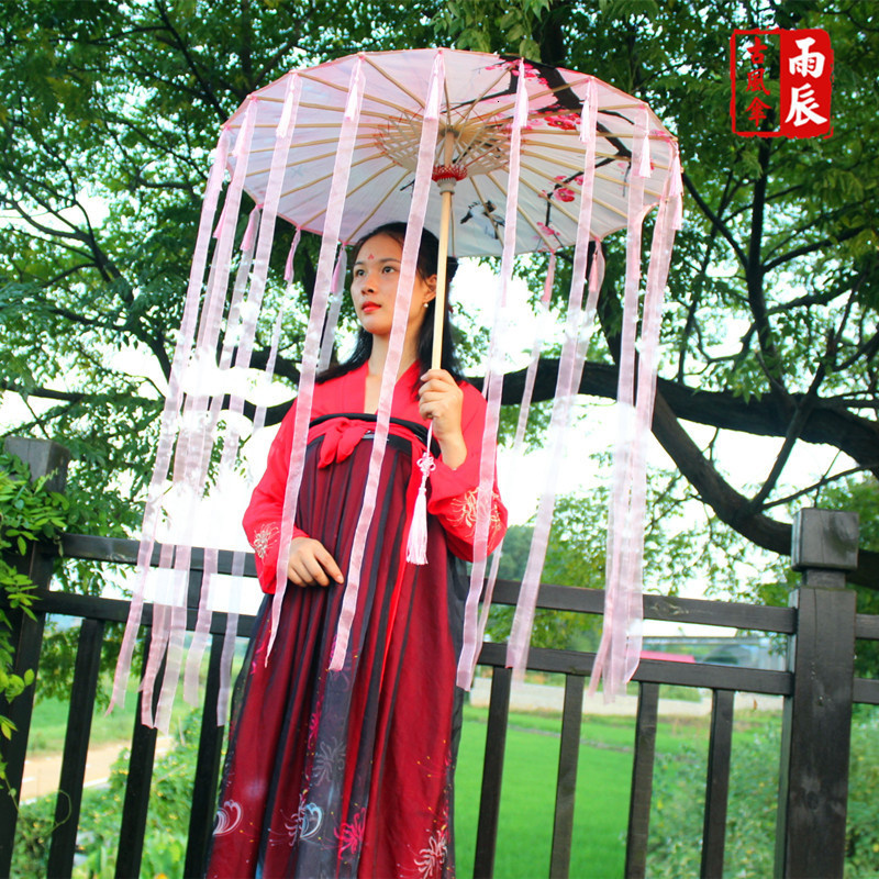 Rain-proof Tassels Dance Umbrella fan Ancient Hanfu Woman Cos Prop Umbrella Photography Oiled Paper Umbrella parasol umbrellas