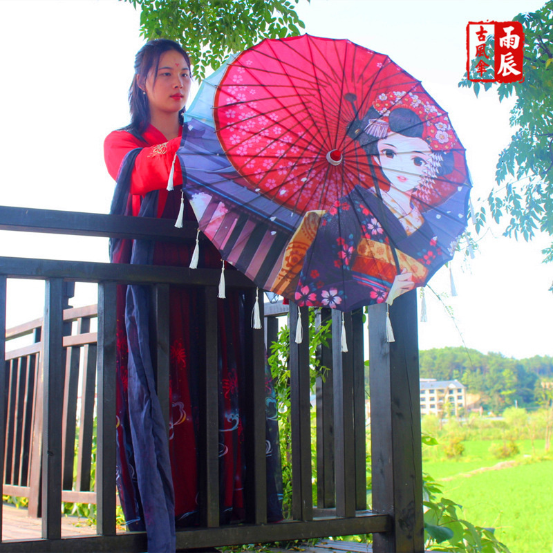 Rain-proof Tassels Dance Umbrella fan Ancient Hanfu Woman Cos Prop Umbrella Photography Oiled Paper Umbrella parasol umbrellas