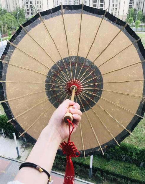 84cm Parasol Tradition Classical Oilpaper Decor Chinese Wooden Handle Hang Umbrella Culture Vintage Rain Umbrella Women