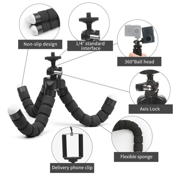 Mini Octopus Sponge Tripod Portable Camera Selfie Stand for Smartphone iPhone 13 Pro max Samsung Xiaomi Gopro 10 DJI Action 2 - Image 4