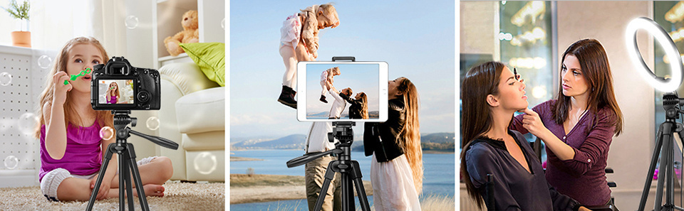 Tripod for Smartphone Lightweight Camera Tripod Stand with Bluetooth Selfie Remote Phone Holder Video Photography for iPhone 14