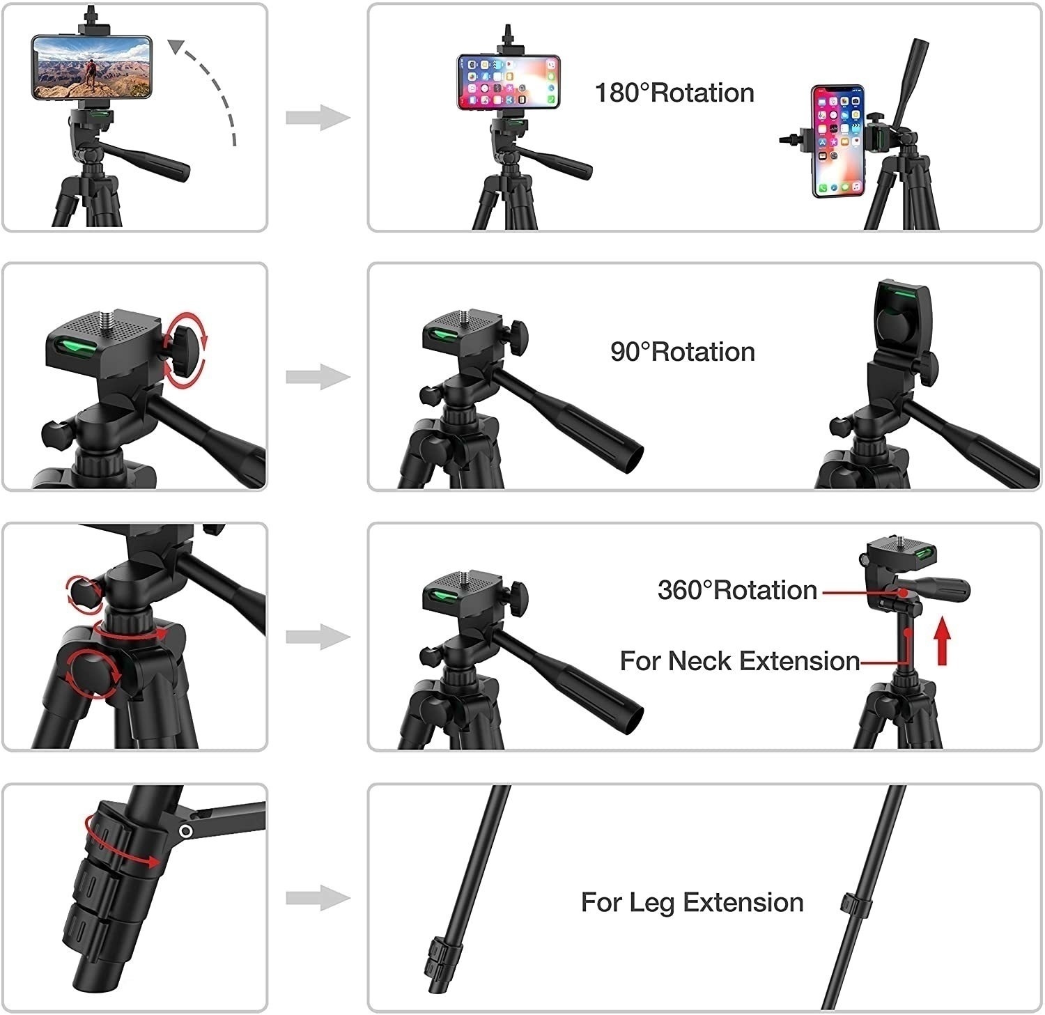 Tripod for Smartphone Lightweight Camera Tripod Stand with Bluetooth Selfie Remote Phone Holder Video Photography for iPhone 14