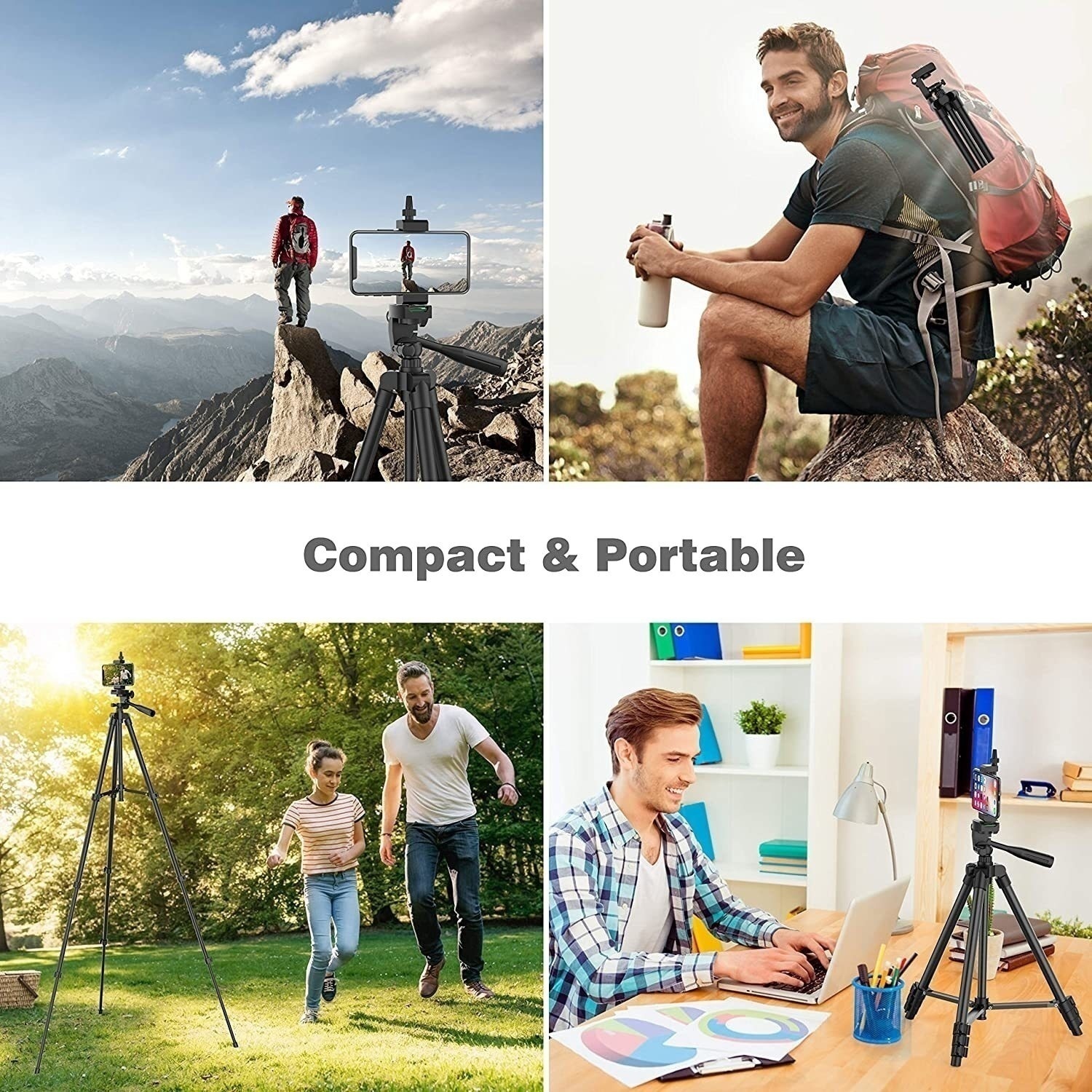 Tripod for Smartphone Lightweight Camera Tripod Stand with Bluetooth Selfie Remote Phone Holder Video Photography for iPhone 14