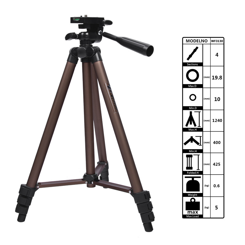 fosoto Professional Camera Tripod Stand Portable Aluminum Tripods With Holder for Canon Nikon Sony DSLR Camera Camcorder Phone