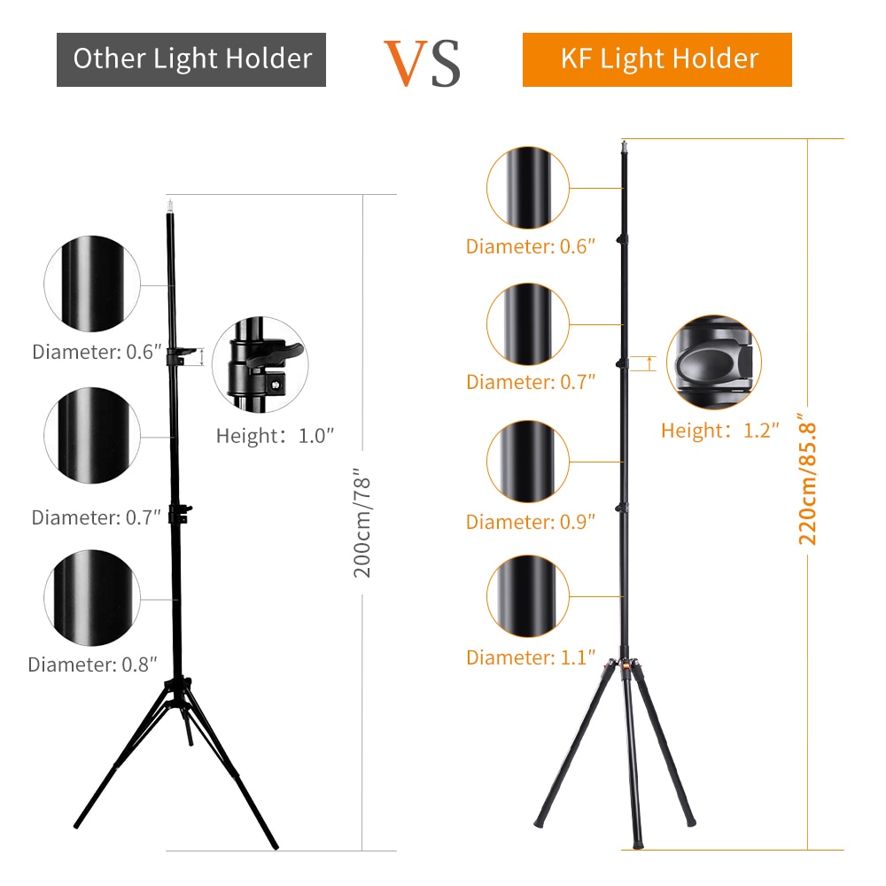 K&F Concept Camera Tripod Heavy Duty Light Stand,Adjustable Height Maximum 90.5 inch Aluminum Alloy with Case for Live Streaming