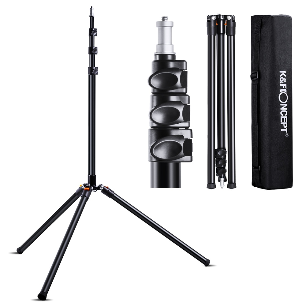 K&F Concept Camera Tripod Heavy Duty Light Stand,Adjustable Height Maximum 90.5 inch Aluminum Alloy with Case for Live Streaming