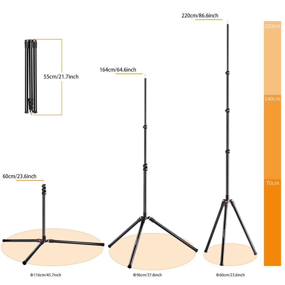K&F Concept Camera Tripod Heavy Duty Light Stand,Adjustable Height Maximum 90.5 inch Aluminum Alloy with Case for Live Streaming