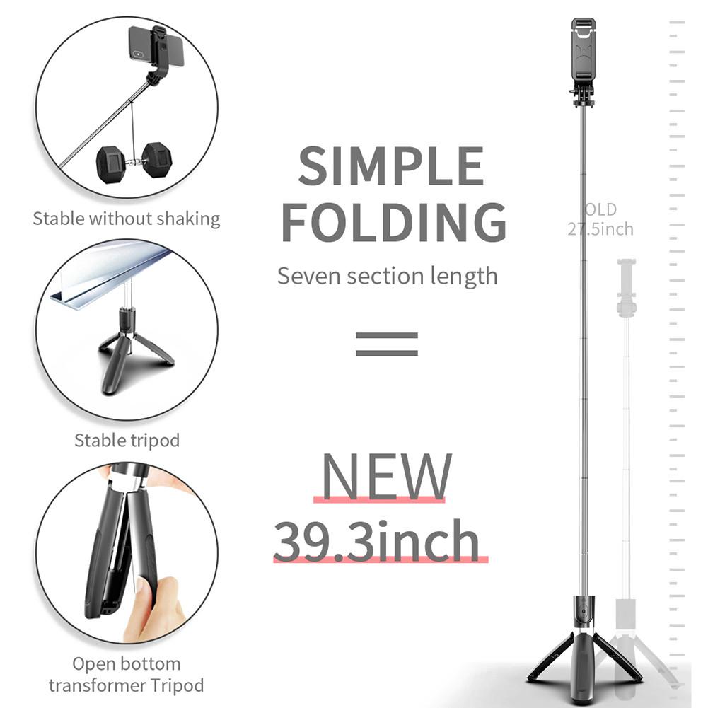 Portable Tripod Selfie Stick for Mobile Phone Photo Taking Live Broadcast Chargable Bluetooth-compatible Folding Tripod Stand