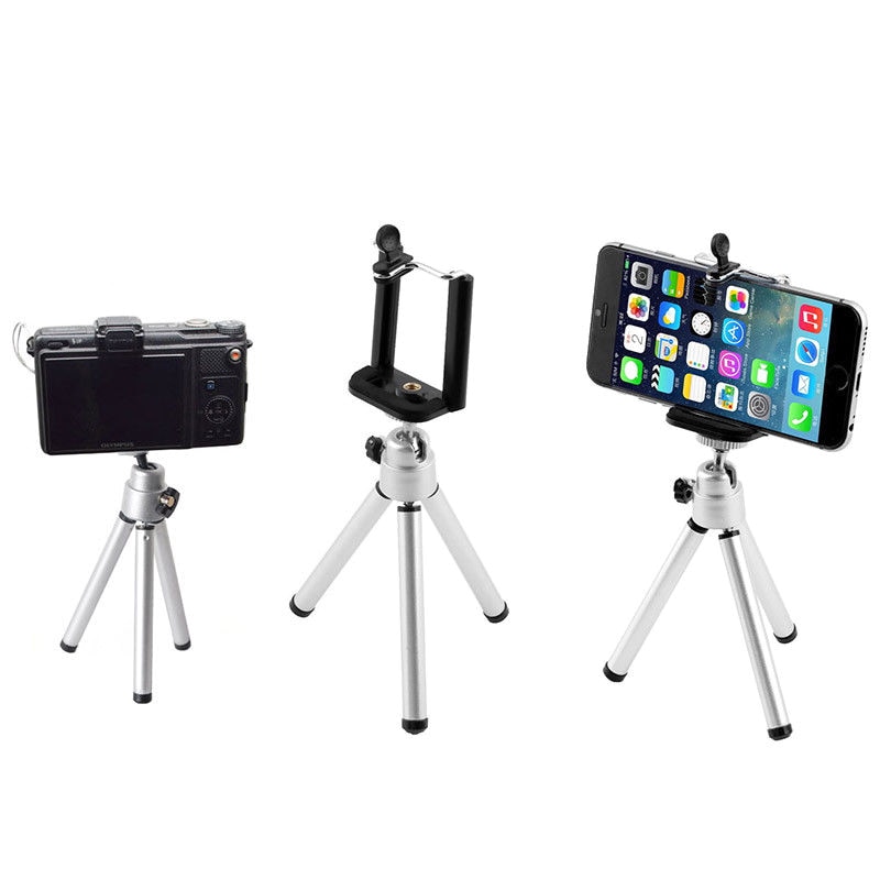 Mini 2 Sections Phone Camera Photography Tripod Desktop Selfie Photo Stand For Smartphone Remote Phone Tripods Metal For Phone