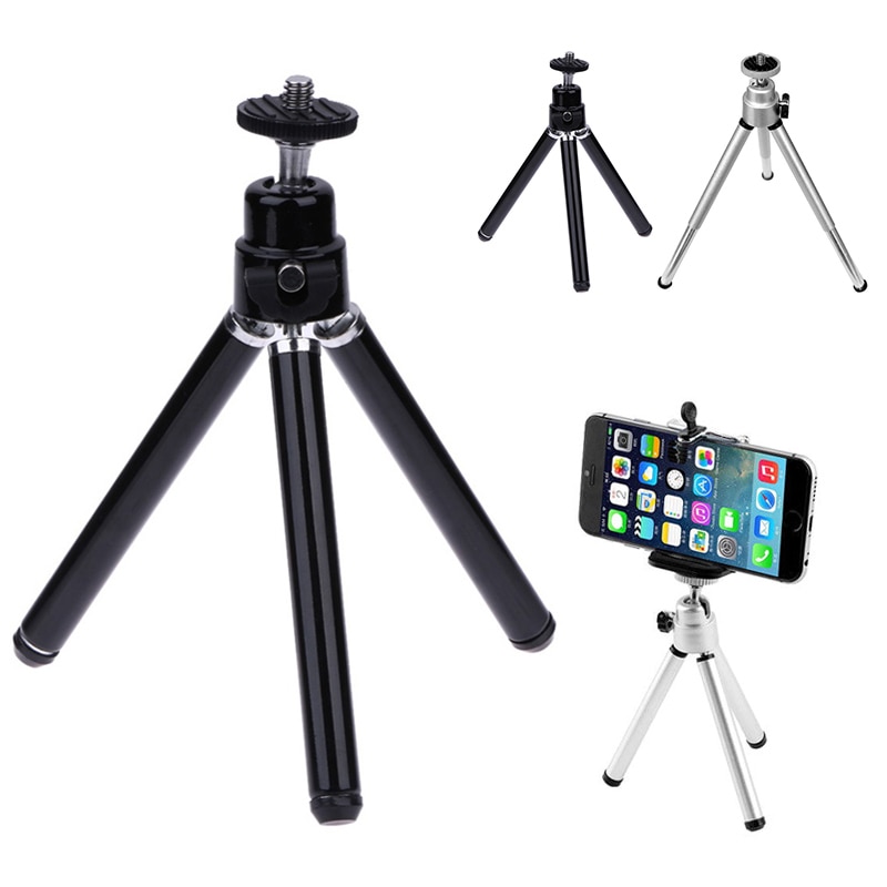 Mini 2 Sections Phone Camera Photography Tripod Desktop Selfie Photo Stand For Smartphone Remote Phone Tripods Metal For Phone