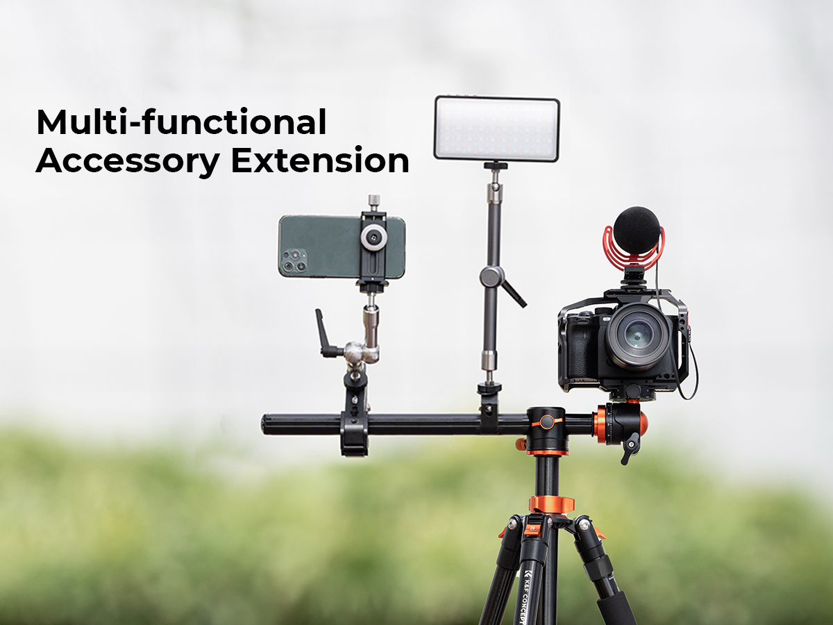 K&F Concept 76"/193cm Camera Tripod Professional Center Axis Horizontal Tripods 22lbs/10kg Load Capacity with Detachable Monopod