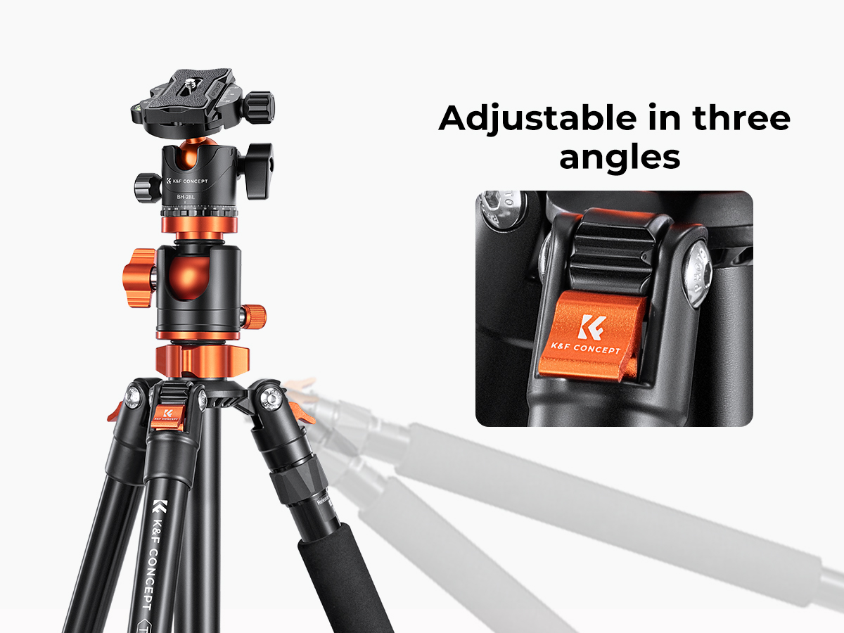 K&F Concept 76"/193cm Camera Tripod Professional Center Axis Horizontal Tripods 22lbs/10kg Load Capacity with Detachable Monopod