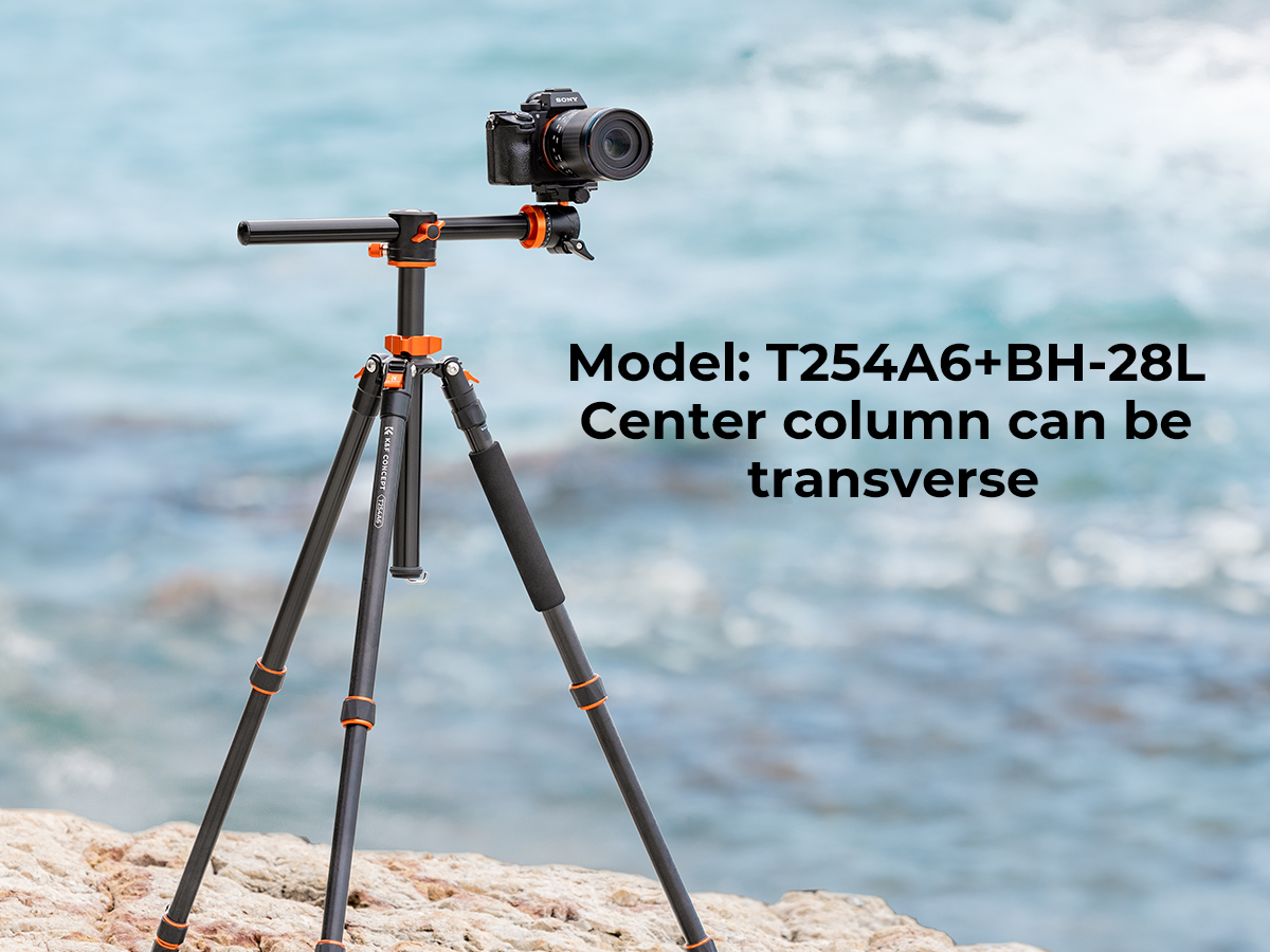 K&F Concept 76"/193cm Camera Tripod Professional Center Axis Horizontal Tripods 22lbs/10kg Load Capacity with Detachable Monopod