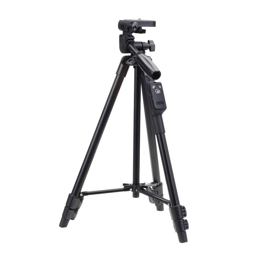 YUNTENG 5208 Aluminum Tripod with 3-Way Head & Bluetooth Remote + Clip for Camera Phone