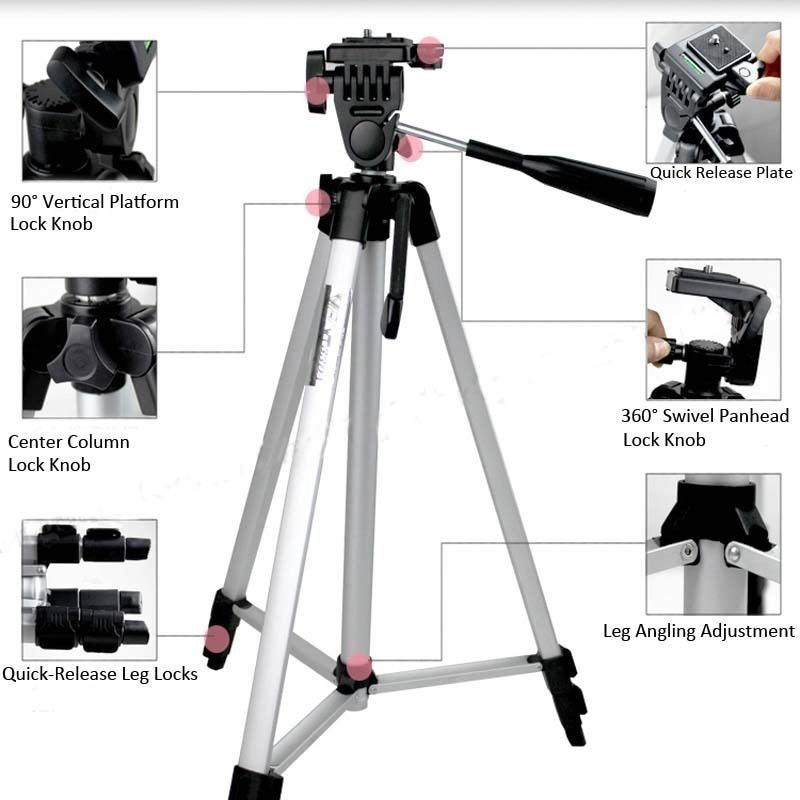 portable camera DV Tripod Stand Weifeng WT-330A+ Phone Clip Kit for Video Camcorder Binoculars