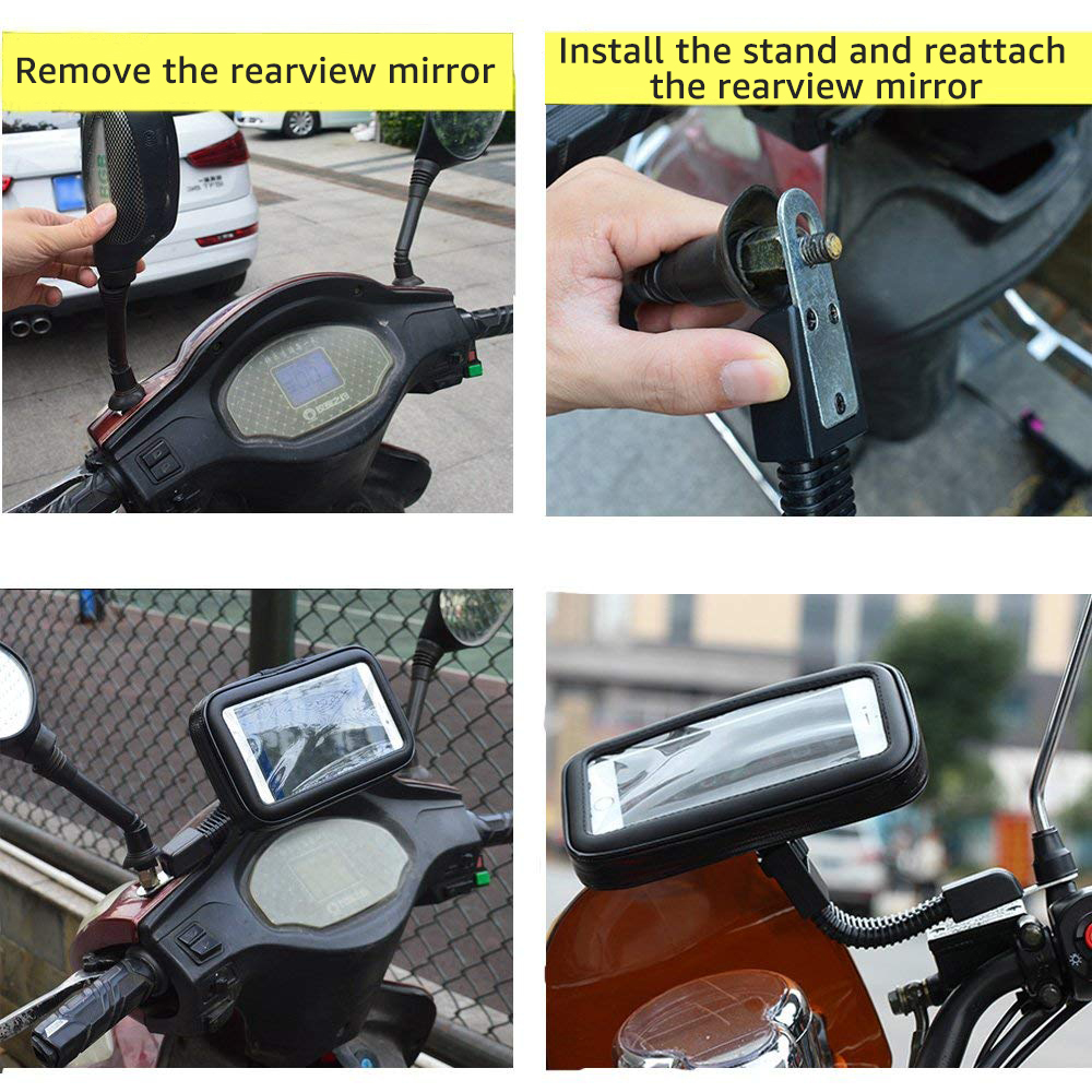 Motorcycle Telephone Holder Support Moto Bicycle Rear View Mirror Stand Mount Waterproof Scooter Motorbike Phone Bag for Samsung