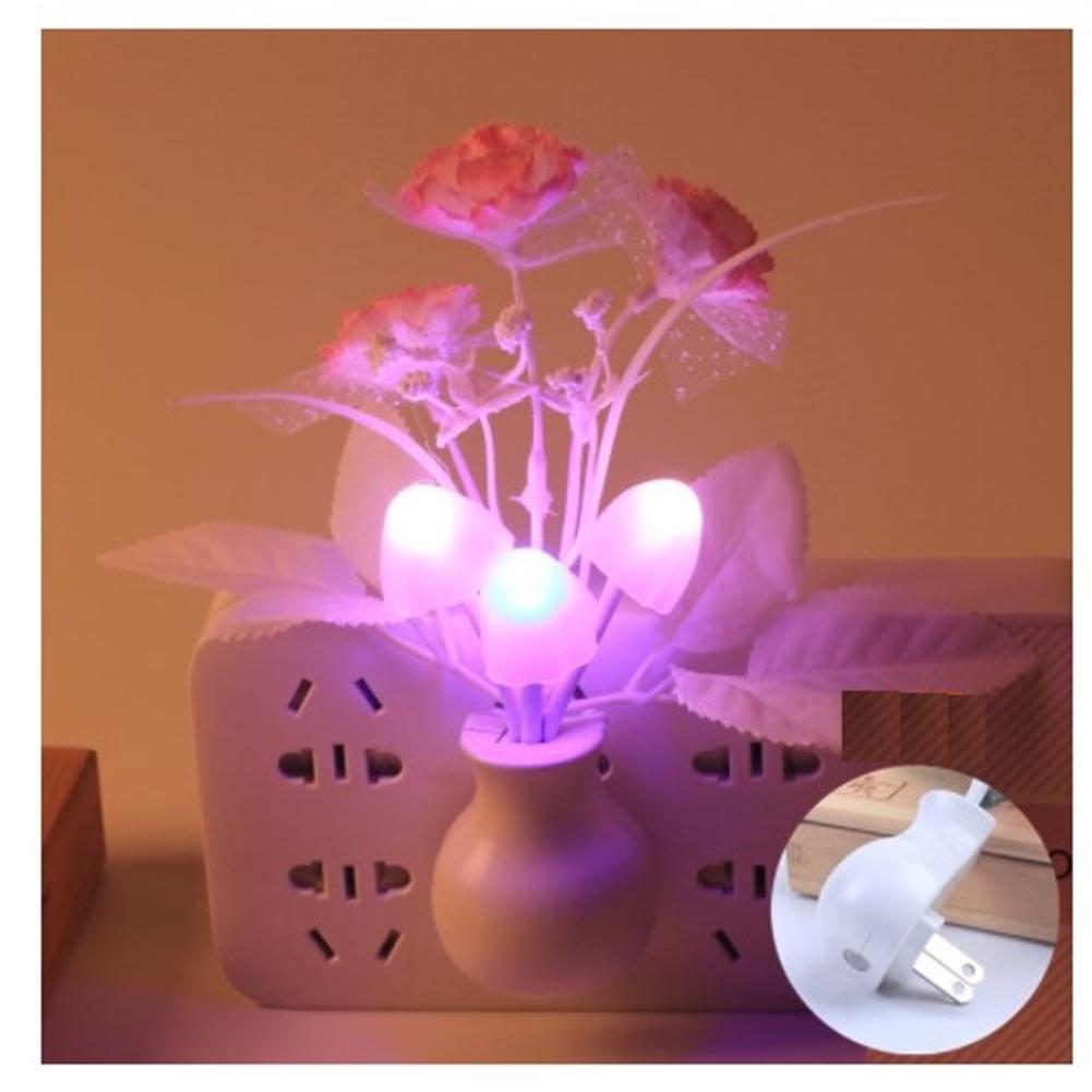 LED Lilac Night Light Lamp Colorful Rose Mushroom Lamp Romantic Lilac Night Lighting for Home Art Decor US/EU Plug