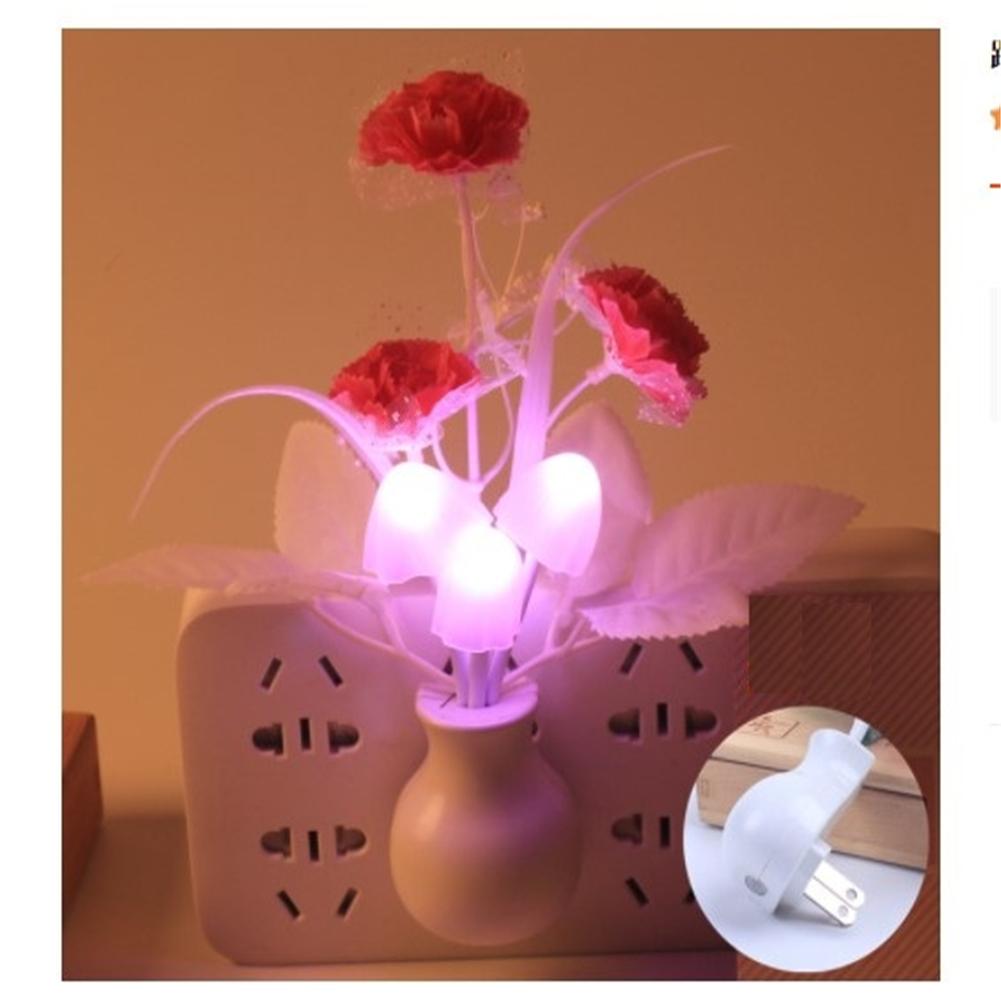 LED Lilac Night Light Lamp Colorful Rose Mushroom Lamp Romantic Lilac Night Lighting for Home Art Decor US/EU Plug