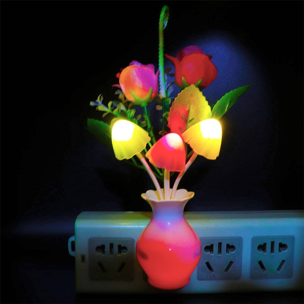 LED Lilac Night Light Lamp Colorful Rose Mushroom Lamp Romantic Lilac Night Lighting for Home Art Decor US/EU Plug