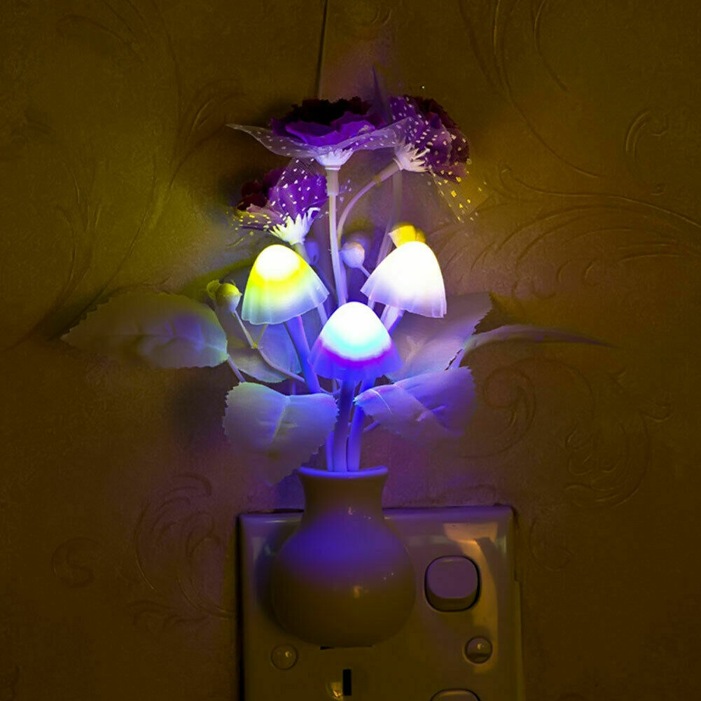 LED Lilac Night Light Lamp Colorful Rose Mushroom Lamp Romantic Lilac Night Lighting for Home Art Decor US/EU Plug