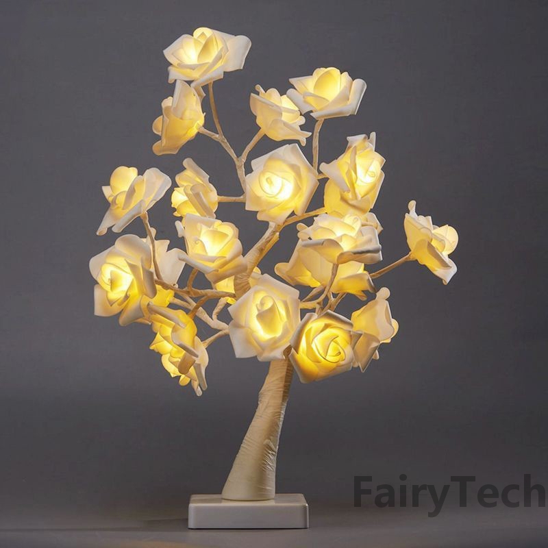 24 LED Table Lamp Rose Flower Tree USB Night Lights Christmas Decoration Gift for Kids Room Rose Flower Lighting Home Decoration