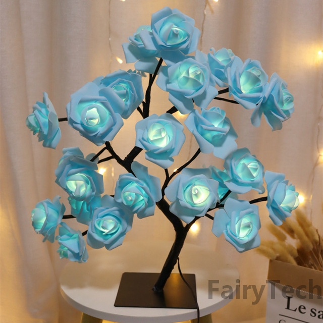 24 LED Table Lamp Rose Flower Tree USB Night Lights Christmas Decoration Gift for Kids Room Rose Flower Lighting Home Decoration