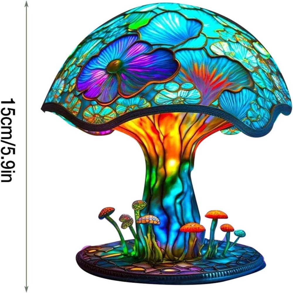 Creative Stained Plant Series Table Lamps Resin Colorful Bedroom Bedside Flower Mushroom Retro Table Night Lamp Atmosphere Light