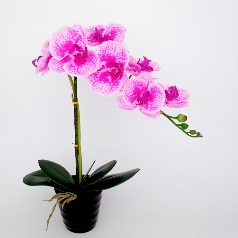 20" 50cm 7 LEDs Orchid Pot Lamp artificial flower real touch Phalaenopsis latex silicon Bonsai Lighting glowing potted flowers